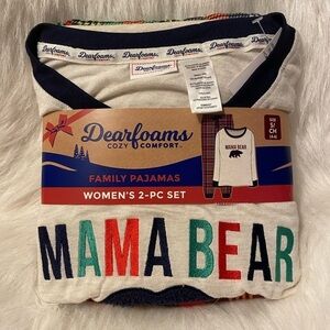 Dearfoams “Mama Bear” Pajamas Womens Size Small Two Piece‎ Pajama Set Plaid